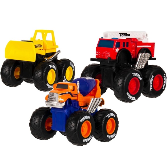 Tonka Monster Metal Movers 3-Pack Front Loader, Fire Truck & Cement Mixer - Picture 3 of 4